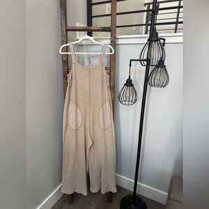 Mono B Beige Boho Jumpsuit with Pockets